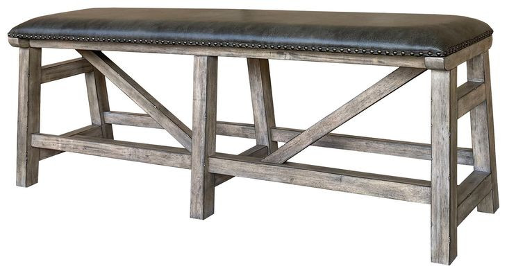 Lodge Black Upholstered 60" Counter Bench