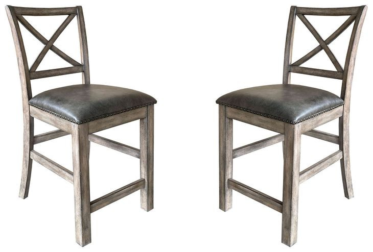 Lodge Black Upholstered Counter Height Chair Set of 2