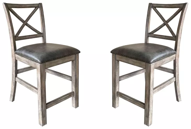 Lodge Black Upholstered Counter Height Chair Set of 2