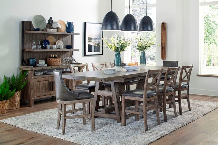 Lodge Black Upholstered Counter Height Chair Set of 2