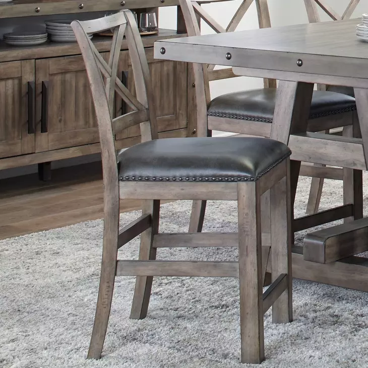 Lodge Black Upholstered Counter Height Chair Set of 2