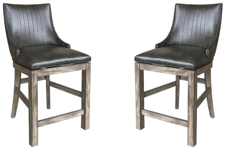 Lodge Black Swivel Counter Height Sling Chair Set of 2