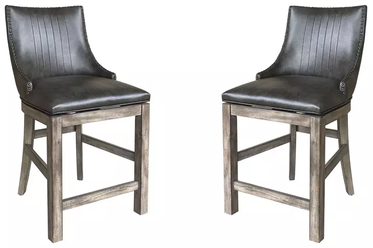Lodge Black Swivel Counter Height Sling Chair Set of 2