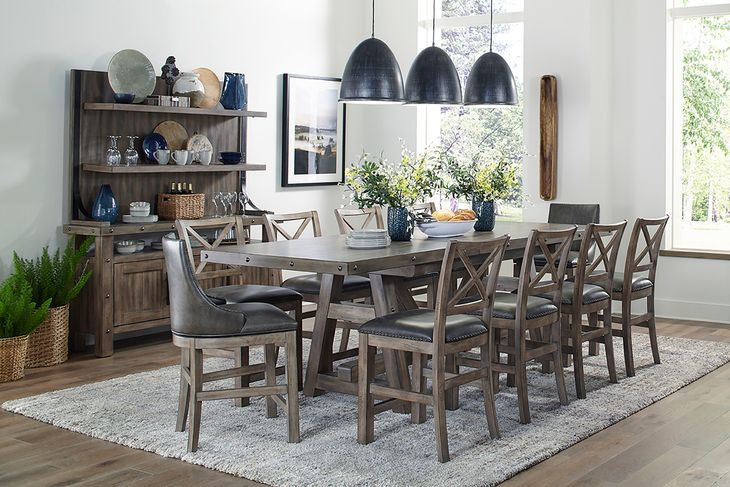 Lodge Black Swivel Counter Height Sling Chair Set of 2