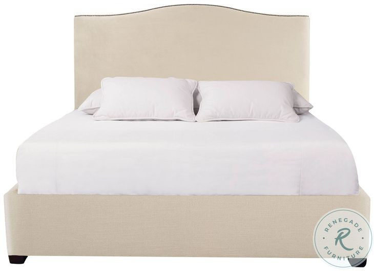 Graham Beige And Tan Queen Upholstered Panel Bed with Nailhead Trim