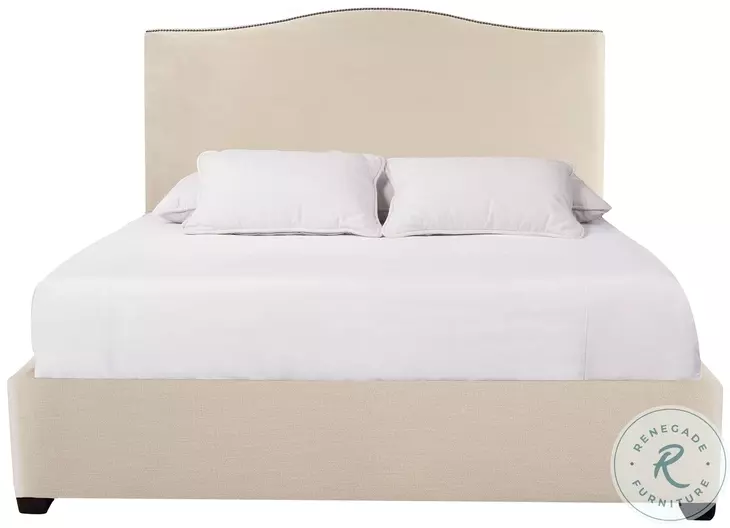 Graham Beige And Tan Queen Upholstered Panel Bed with Nailhead Trim