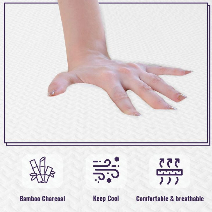 Nasturtium White 8" Bamboo Charcoal Infused Memory Foam