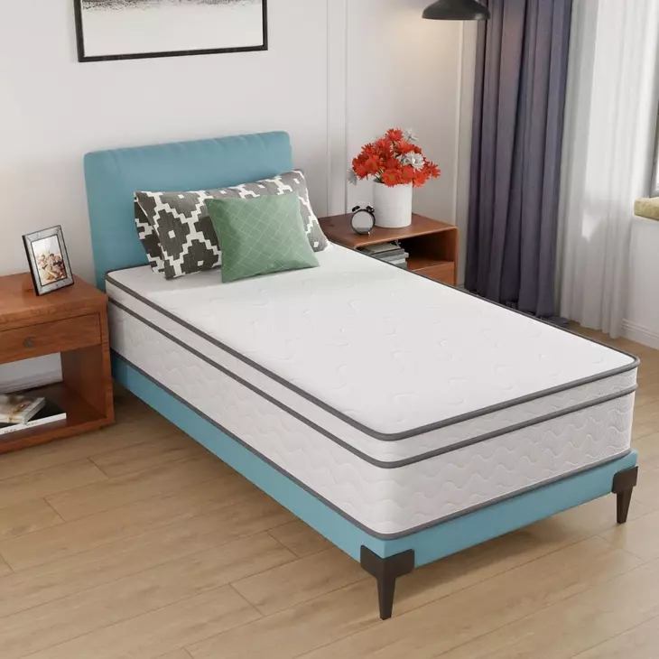 Catmint White and Gray 12" Innerspring Twin Mattress