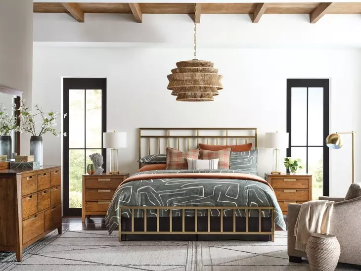 Acquisitions Brushed Gold Aspire Metal Bedroom Set