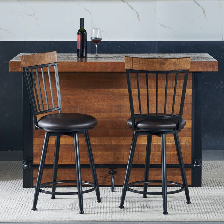 Tyler Brown 60" Rectangular Bar Table and Counter Height Stool Set of 3