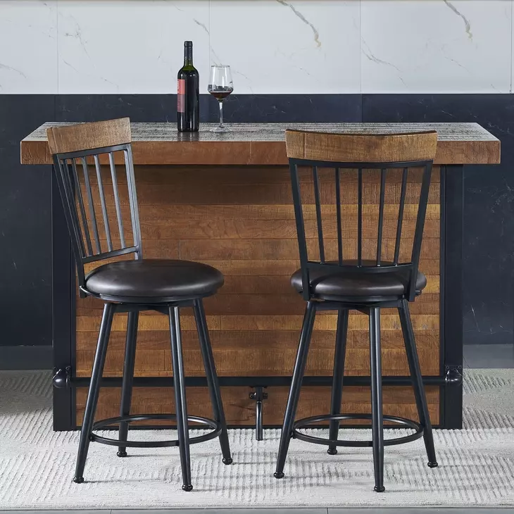 Tyler Brown 60" Rectangular Bar Table and Counter Height Stool Set of 3