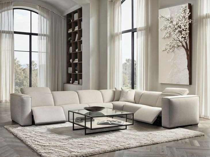 Bliss Cream 6 Piece Modular Power Reclining Sectional with Pillows