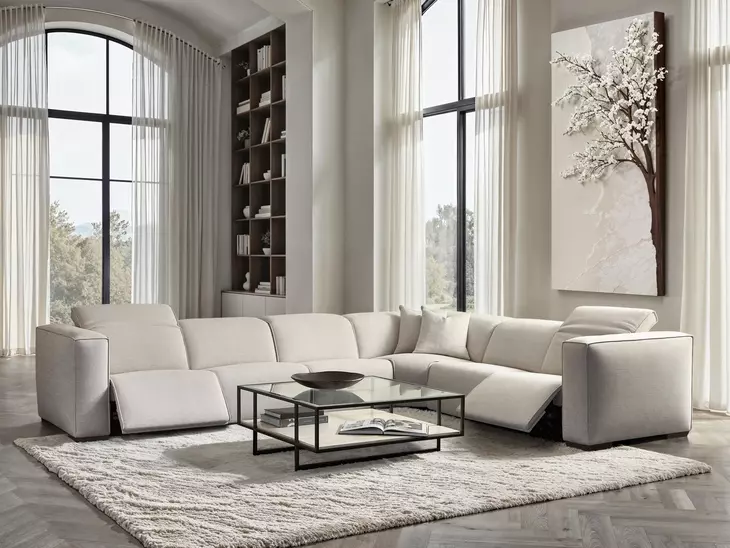 Bliss Cream 6 Piece Modular Power Reclining Sectional with Pillows