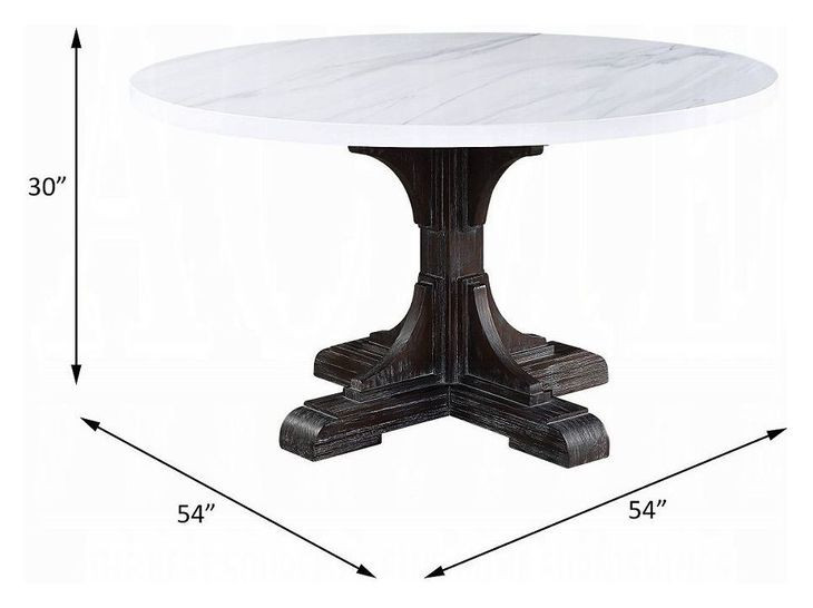 Gerardo White and Weathered Espresso 54" Round Marble Top Dining Table