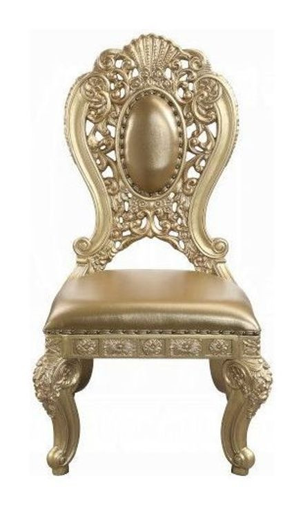 Seville Gold Upholstered Side Chair with Nailhead Trim Set of 2