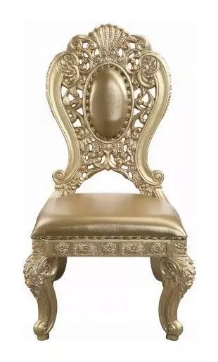 Seville Gold Upholstered Side Chair with Nailhead Trim Set of 2
