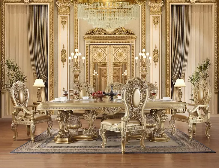 Seville Gold Upholstered Side Chair with Nailhead Trim Set of 2