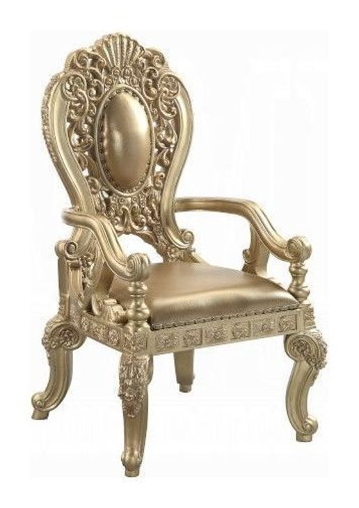 Seville Gold Upholstered Arm Chair with Nailhead Trim Set of 2