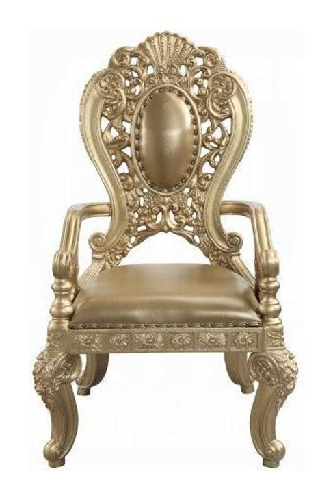 Seville Gold Upholstered Arm Chair with Nailhead Trim Set of 2