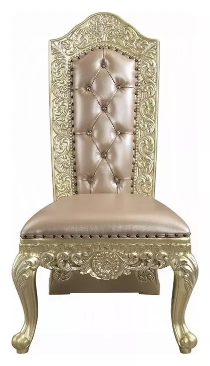Vatican Champagne Silver Upholstered Side Chair with Nailhead Trim Set of 2