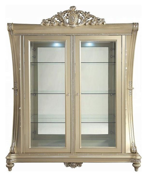 Vatican Champagne Silver 2 Door Curio Cabinet with LED