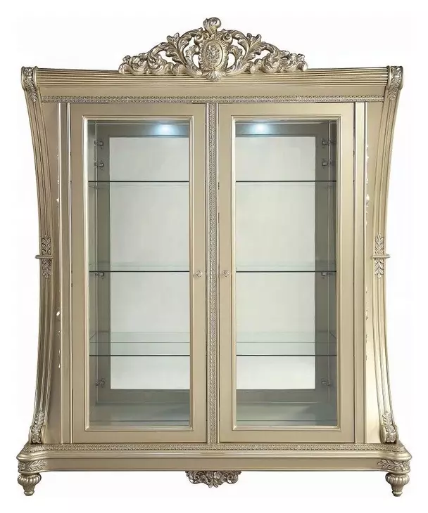 Vatican Champagne Silver 2 Door Curio Cabinet with LED