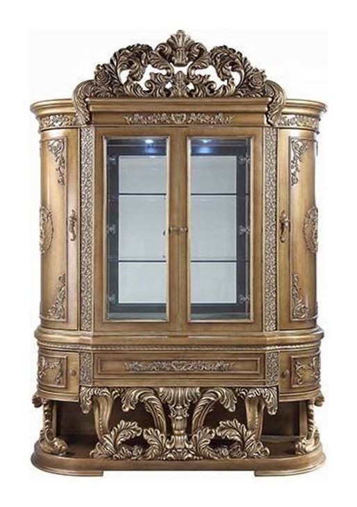 Constantine Brown and Gold 6 Door Curio Cabinet with LED