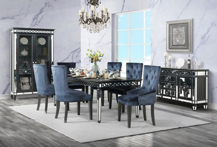 Varian II Black 90" Extendable Rectangular Glass Top Dining Table