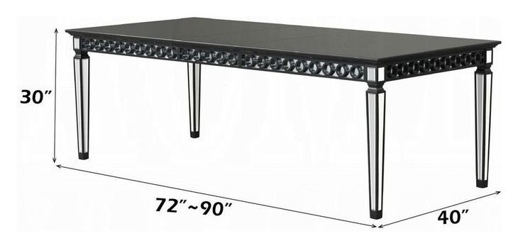 Varian II Black 90" Extendable Rectangular Glass Top Dining Table