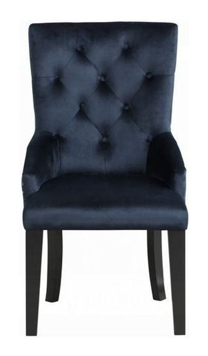 Varian II Dark Navy Upholstered Side Chair with Nailhead Trim