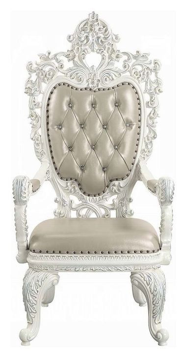 Vanaheim Beige Upholstered Arm Chair with Nailhead Trim Set of 2