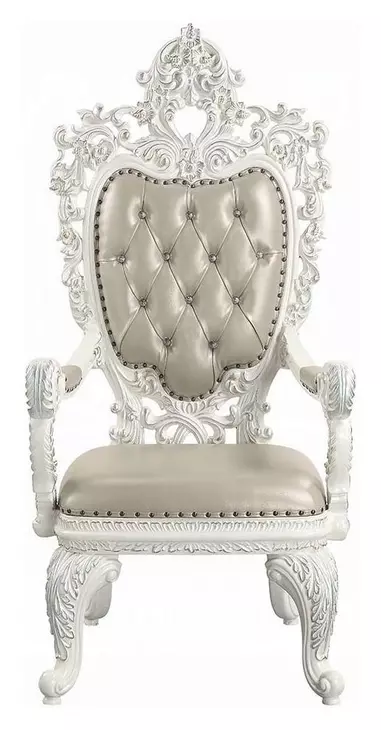 Vanaheim Beige Upholstered Arm Chair with Nailhead Trim Set of 2