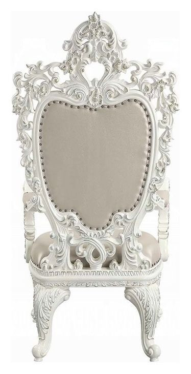 Vanaheim Beige Upholstered Arm Chair with Nailhead Trim Set of 2