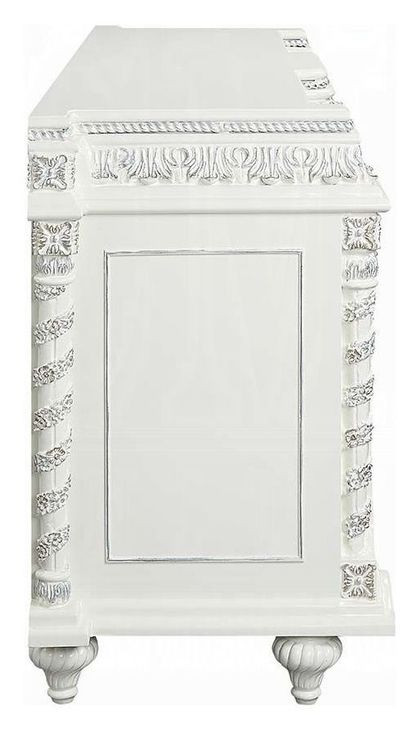 Vanaheim Antique White Glass Top Dining Room Set