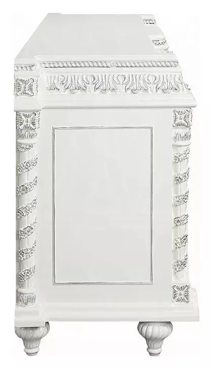 Vanaheim Antique White Glass Top Dining Room Set