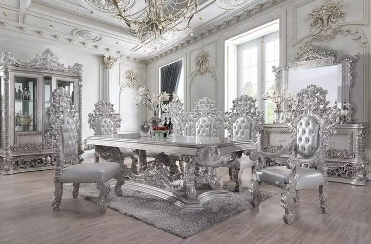 Valkyrie Antique Platinum 108" Rectangular Dining Table