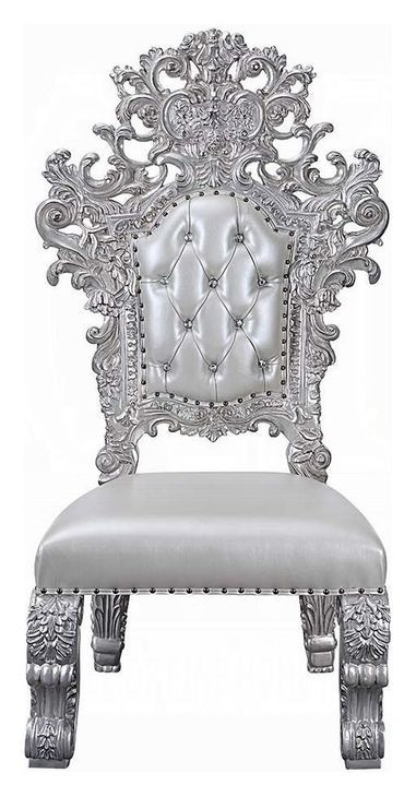 Valkyrie Antique Platinum Upholstered Side Chair with Nailhead Trim Set of 2