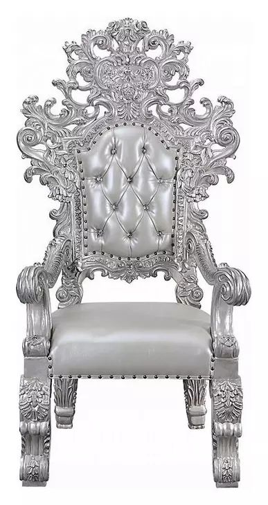 Valkyrie Antique Platinum Upholstered Arm Chair with Nailhead Trim Set of 2
