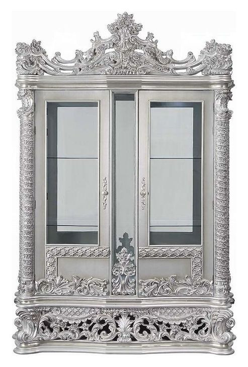 Valkyrie Antique Platinum 2 Door Curio Cabinet with LED
