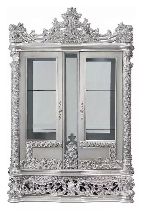 Valkyrie Antique Platinum 2 Door Curio Cabinet with LED