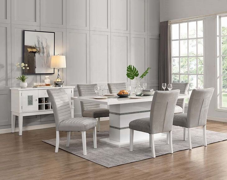 Elizaveta Gray and White 79" Rectangular Dining Table