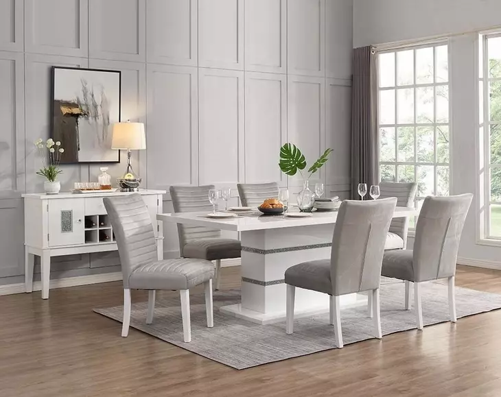Elizaveta Gray and White 79" Rectangular Dining Table