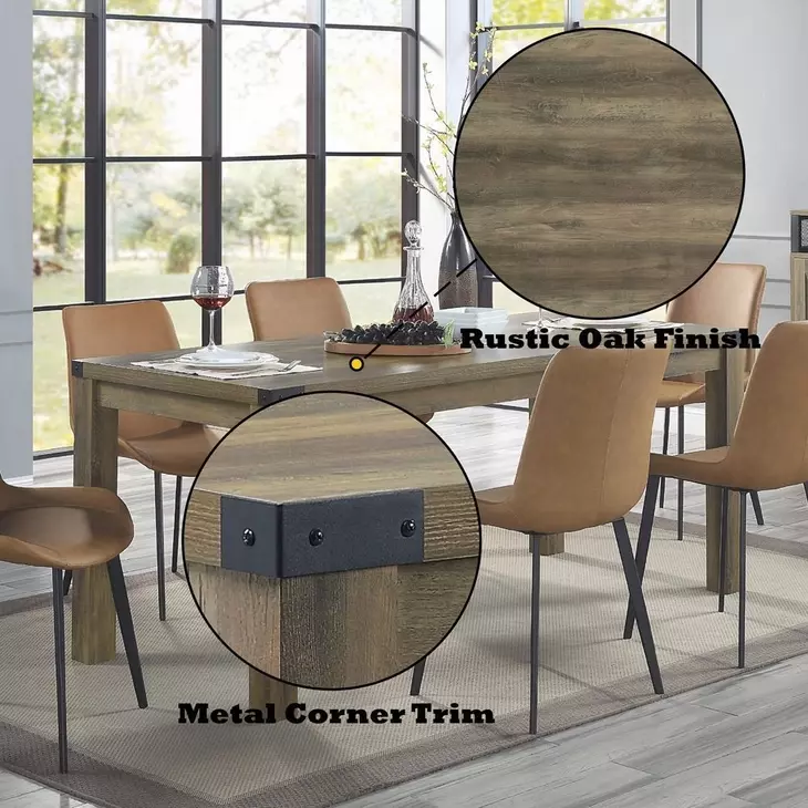 Abiram Rustic Oak 71" Rectangular Dining Table