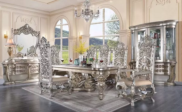 Danae Champagne and Gold Rectangular Dining Room Set