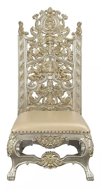 Danae Champagne Upholstered Side Chair with Nailhead Trim Set of 2