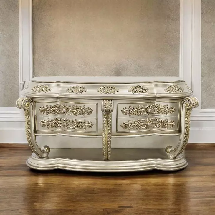 Danae Champagne and Gold 4 Drawer Server