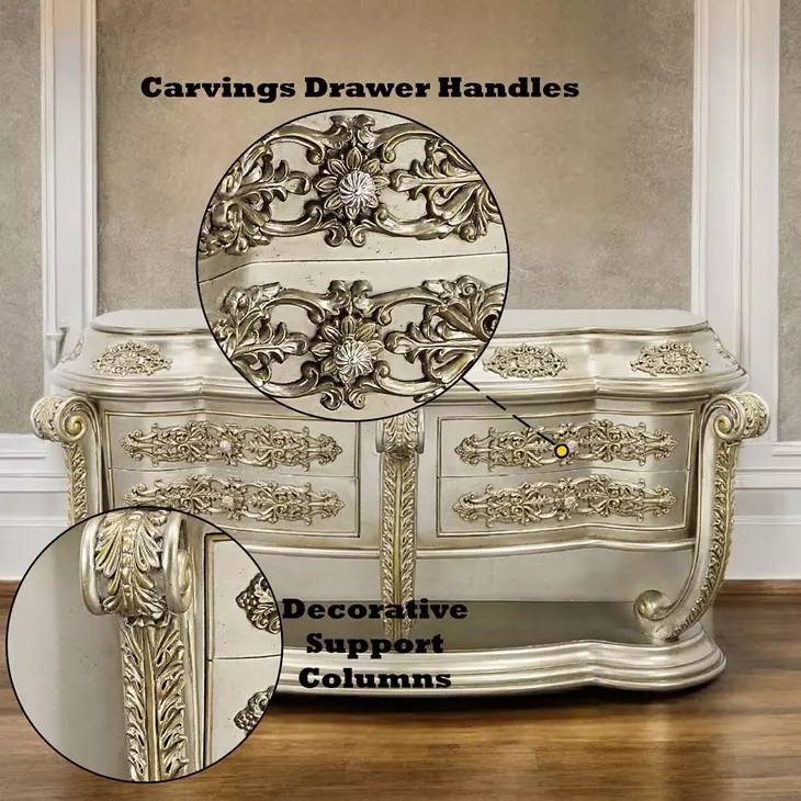 Danae Champagne and Gold 4 Drawer Server