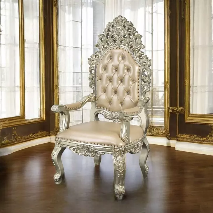 Sorina Gold Upholstered Arm Chair with Nailhead Trim Set of 2
