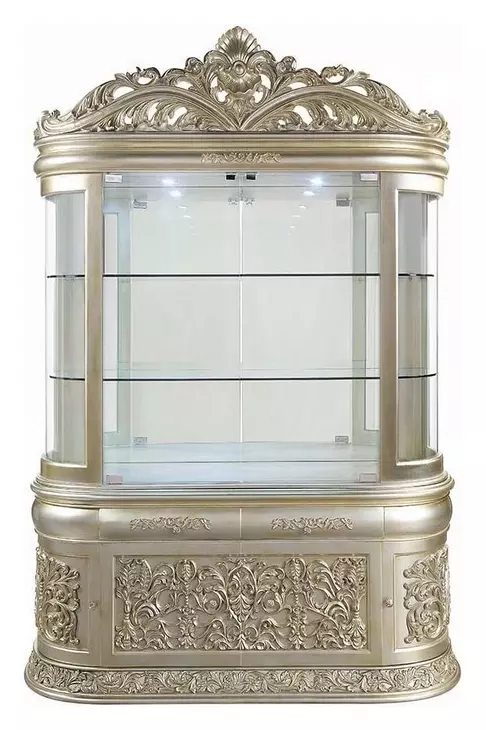 Sorina Antique Gold 6 Door Curio Cabinet with LED