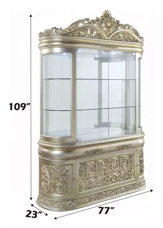 Sorina Antique Gold 6 Door Curio Cabinet with LED
